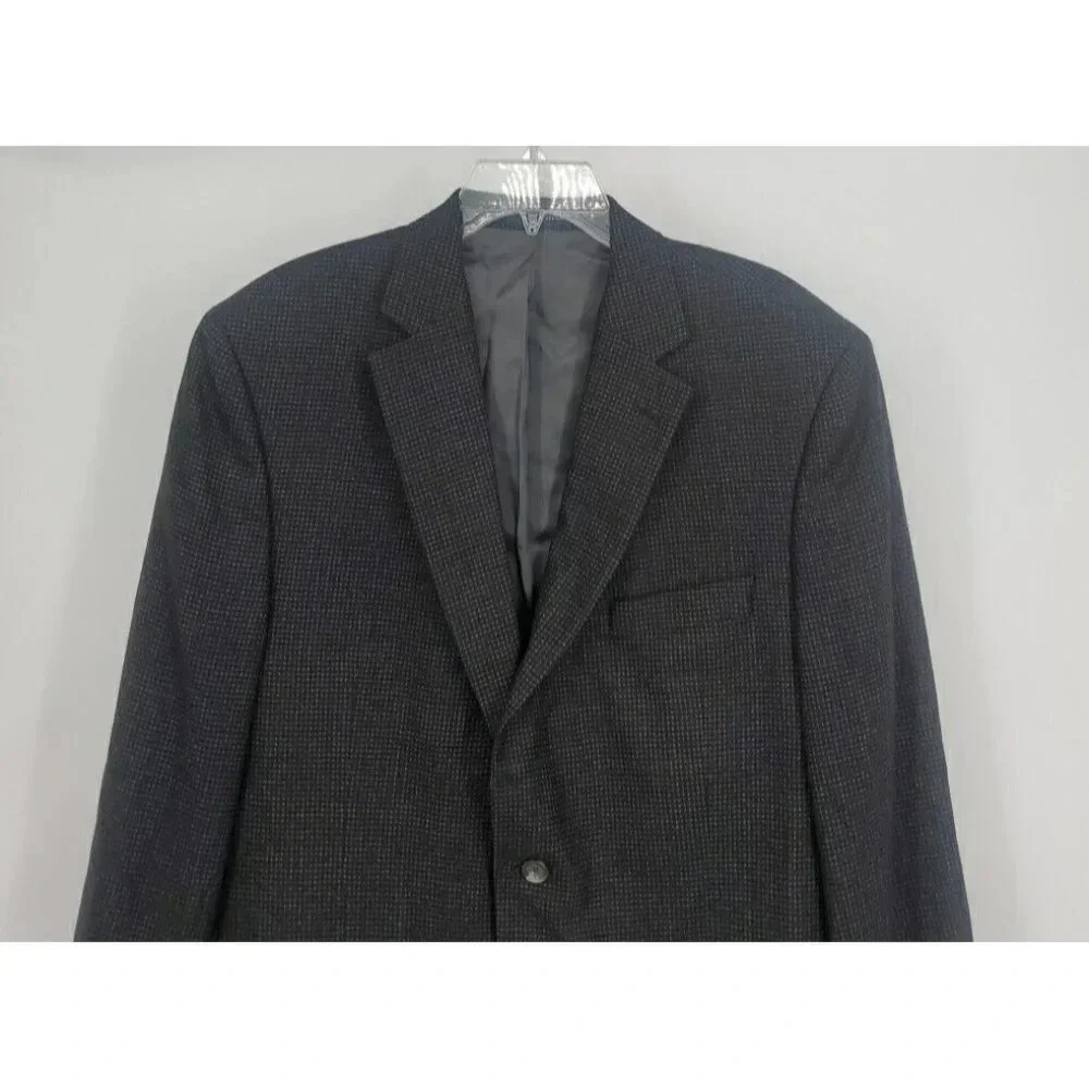 Daniel Cremieux Blazer Sport Coat Suit Jacket Loro Piana 43R Black Gray Dot